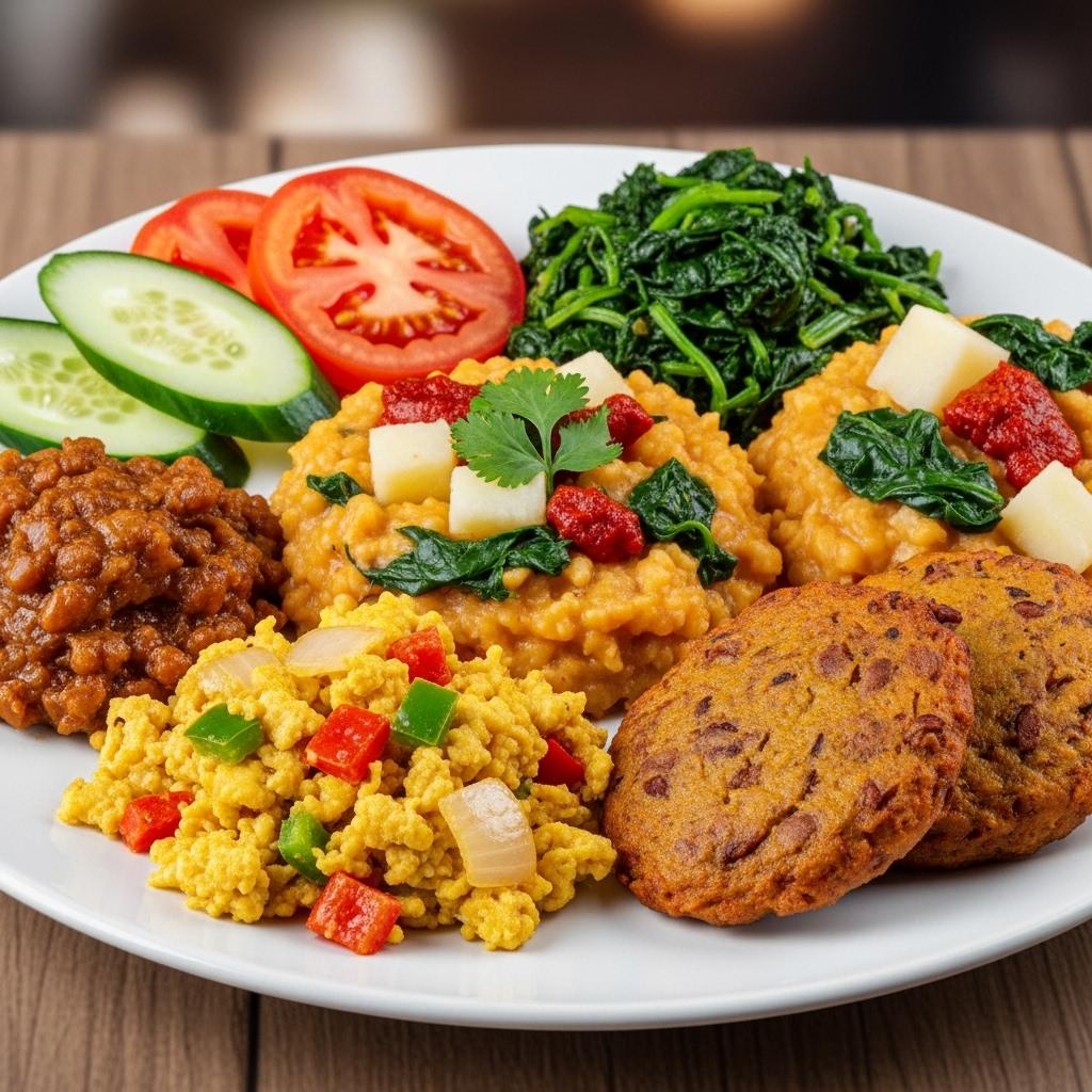 Veggie-Packed Nigerian Breakfast Platter: A Delectable Vegetarian Feast