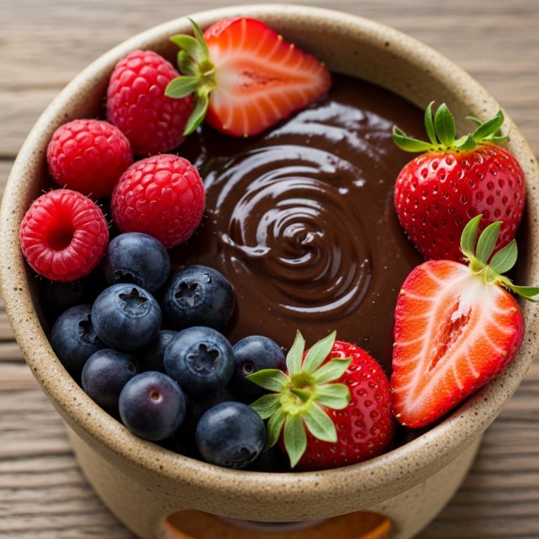 Velvety Chocolate Fondue with Fresh Berries