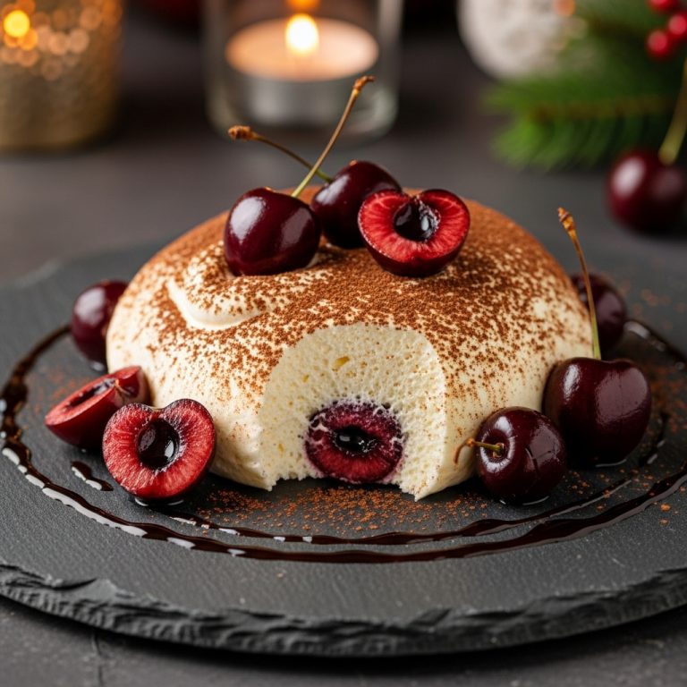 Velvety Tiramisu Mousse with Amaretto-Infused Cherries