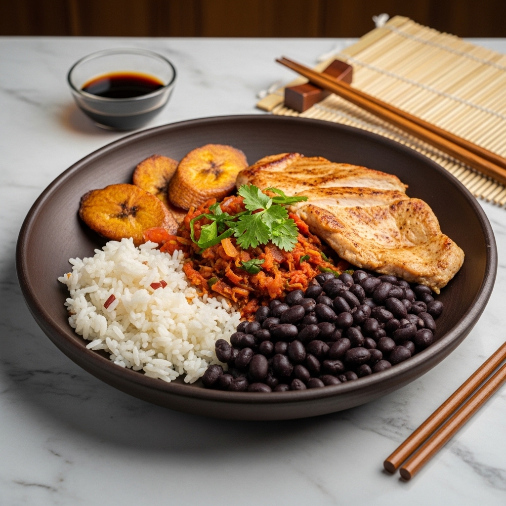 Venezuelan Cachapa Chicken Steak with Black Beans and Plantains – A Flavorful Fusion Dish