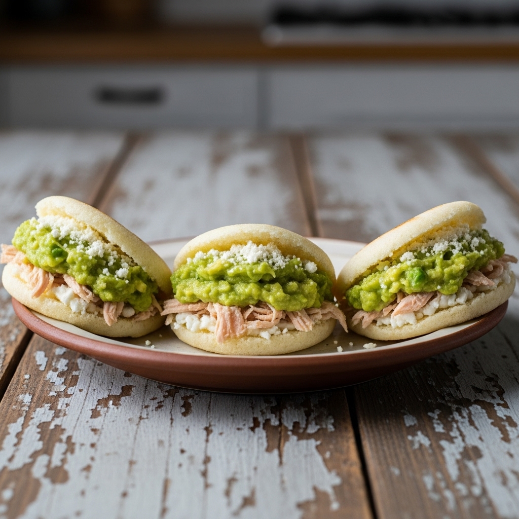 Venezuelan Gluten-Free Arepa Trio with Classic Guasacaca