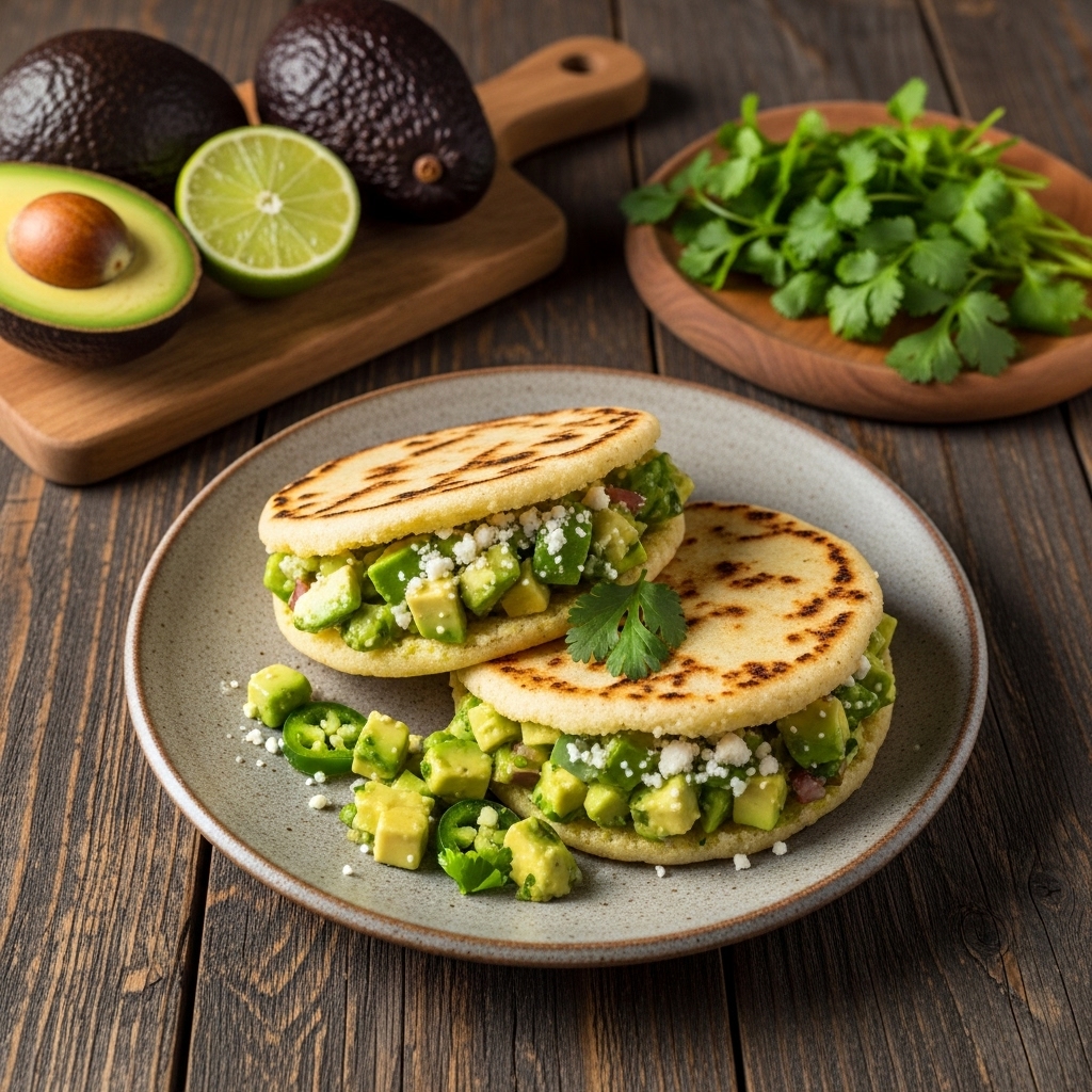 Venezuelan Keto Arepas with Avocado Salsa Verde