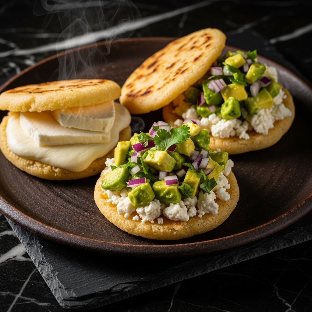 Venezuelan-Style Gluten-Free Arepas with Avocado Salsa and Cheese