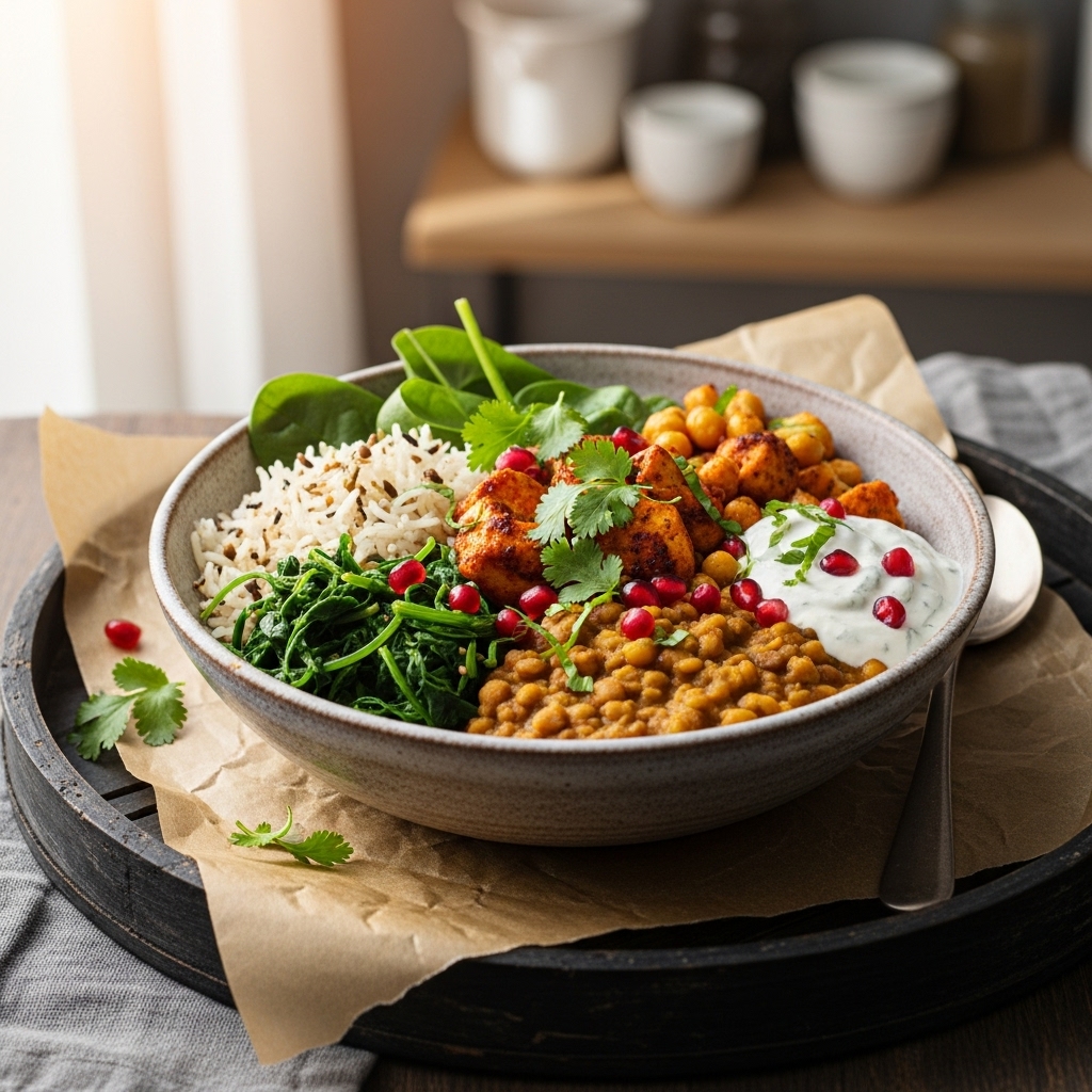 Vibrant High-Protein Indian Bowl