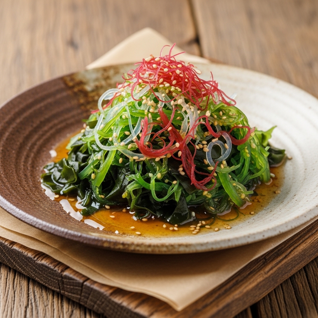 Vibrant Japanese Seaweed Salad with Ginger Dressing