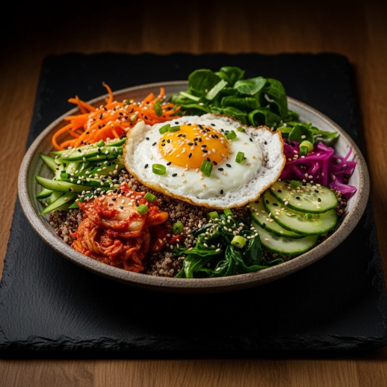 Vibrant Korean Kimchi Quinoa Bowl