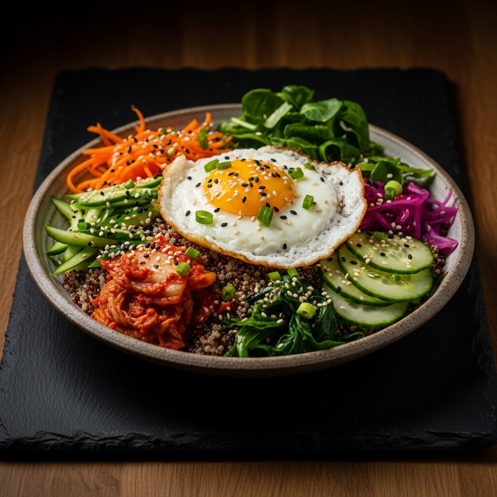Vibrant Korean Kimchi Quinoa Bowl