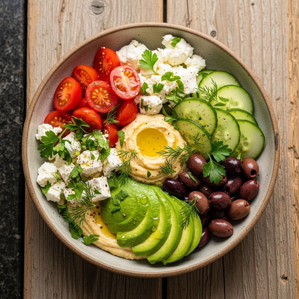 Vibrant Mediterranean Vegetarian Breakfast Bowl