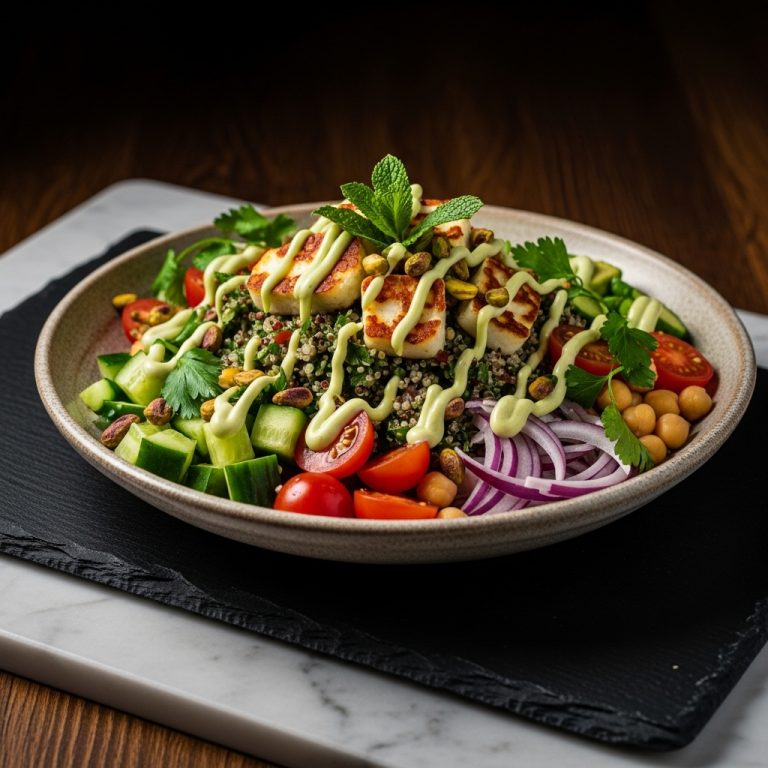 Vibrant Middle Eastern Quinoa Protein Bowl with Citrus Avocado Dressing