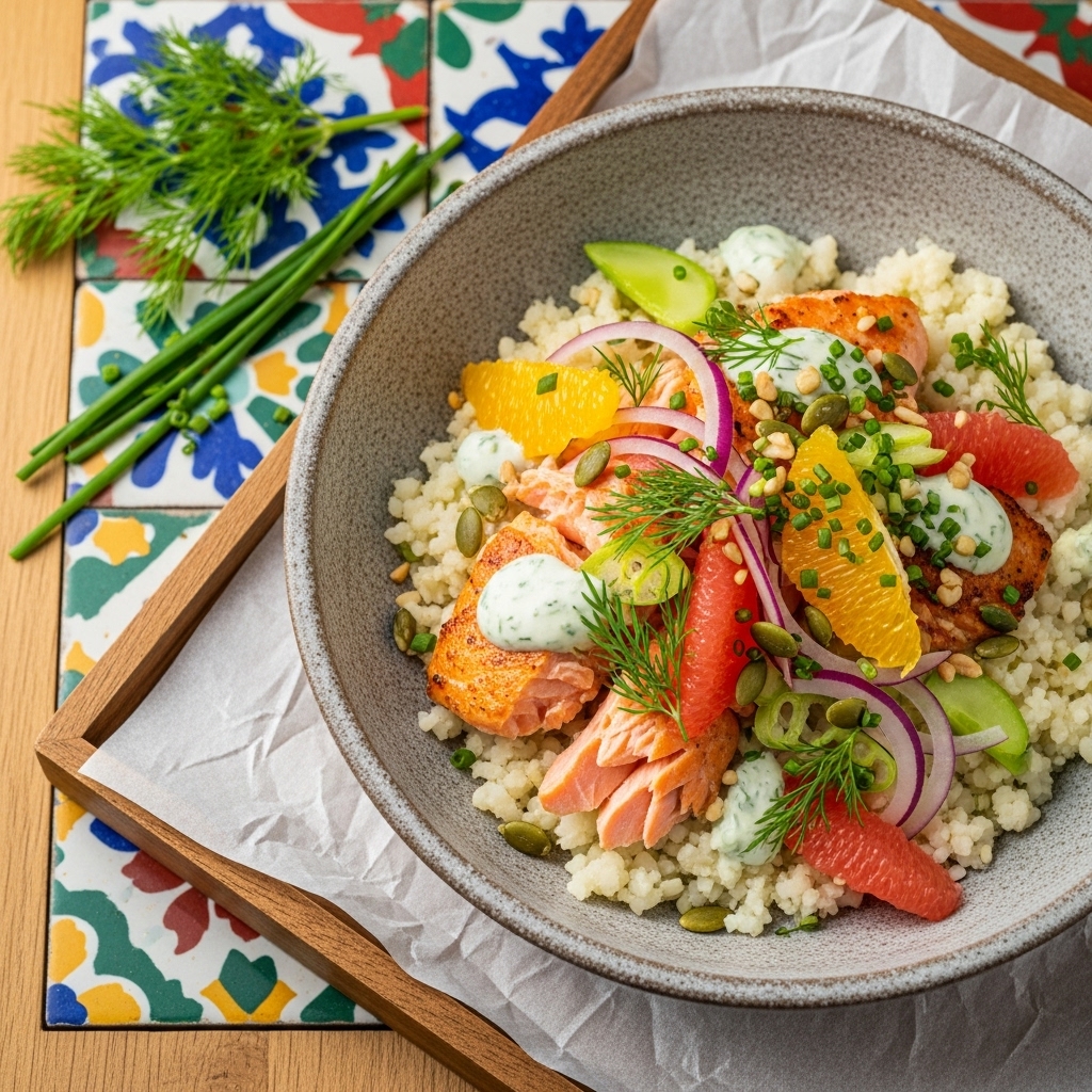 Vibrant Nordic Salmon & Cauliflower Rice Bowl
