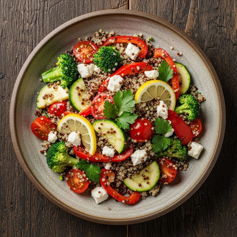 Vibrant Quinoa Salad with Roasted Veggies and Tangy Lemon Dressing