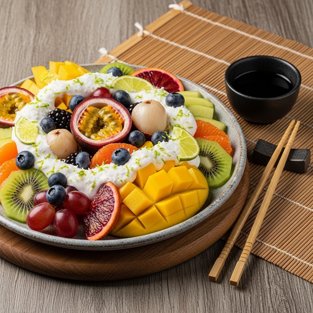 “Vibrant South African Fruit Salad with Coconut-Lime Drizzle (Gluten-Free, Standard Diet)”