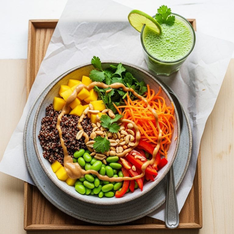 Vibrant Thai Quinoa Bowl with Lime-Ginger Smoothie