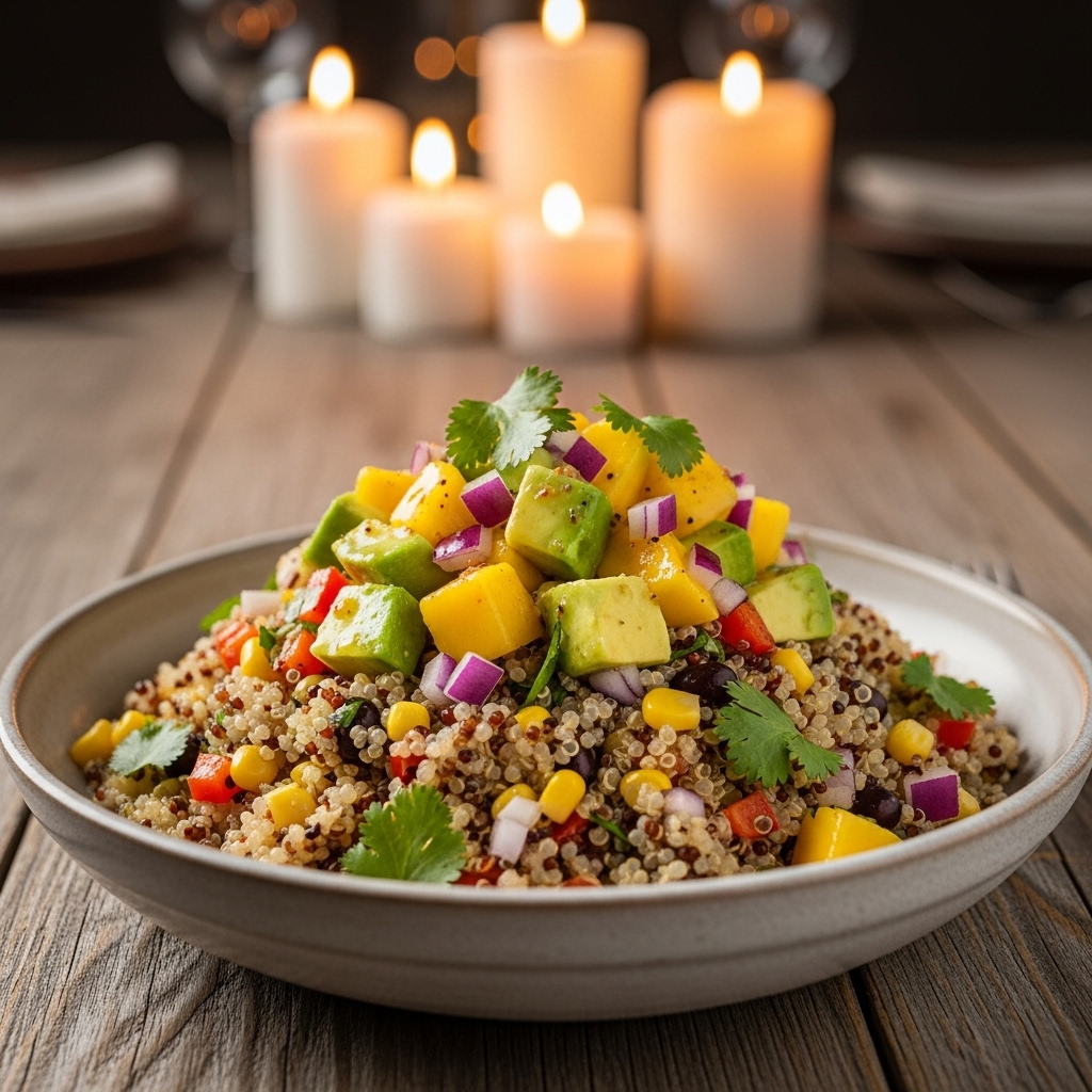 Vibrant Vegetable Quinoa Bowl with Mango Avocado Salsa