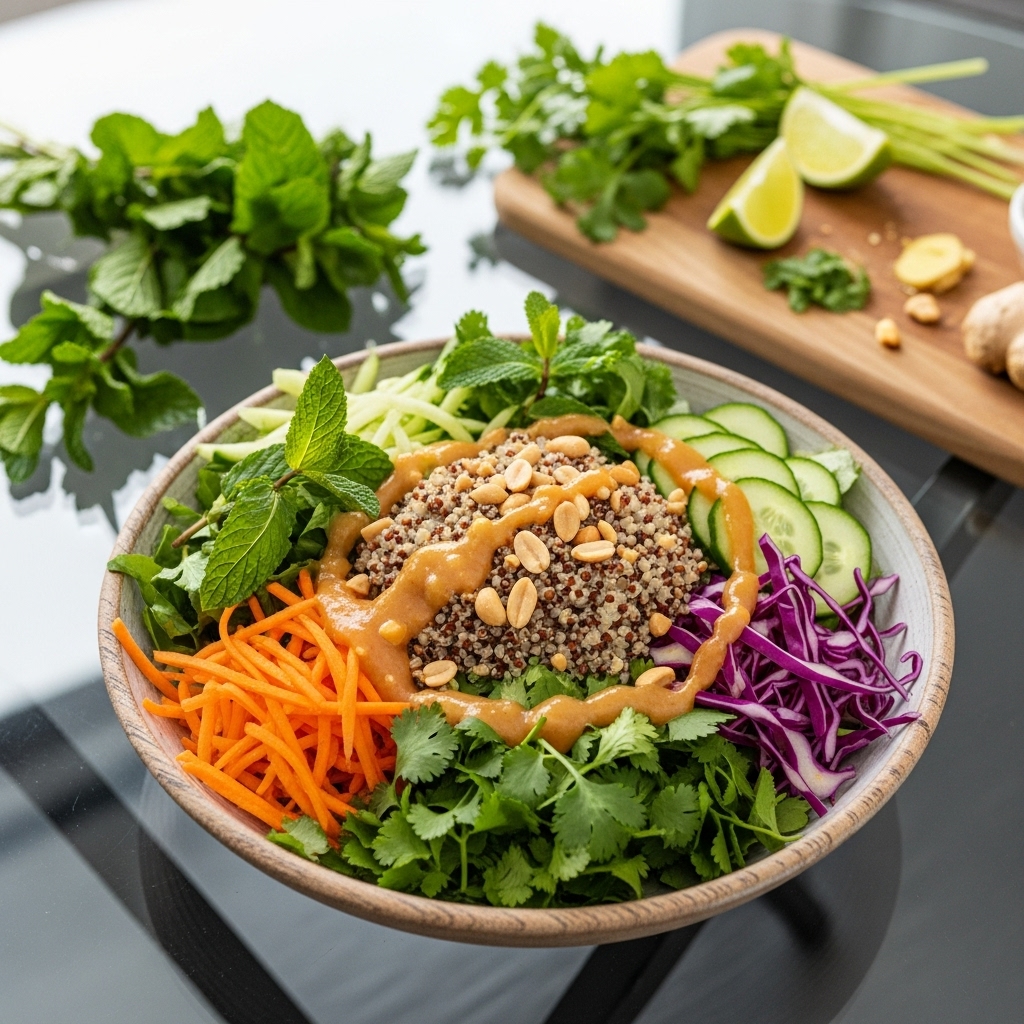 Vibrant Vietnamese Quinoa Salad Bowl with Citrus Ginger Dressing