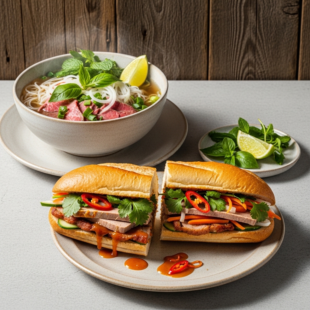 Vietnamese Breakfast Delight: Banh Mi & Pho Steam Bun Bowl