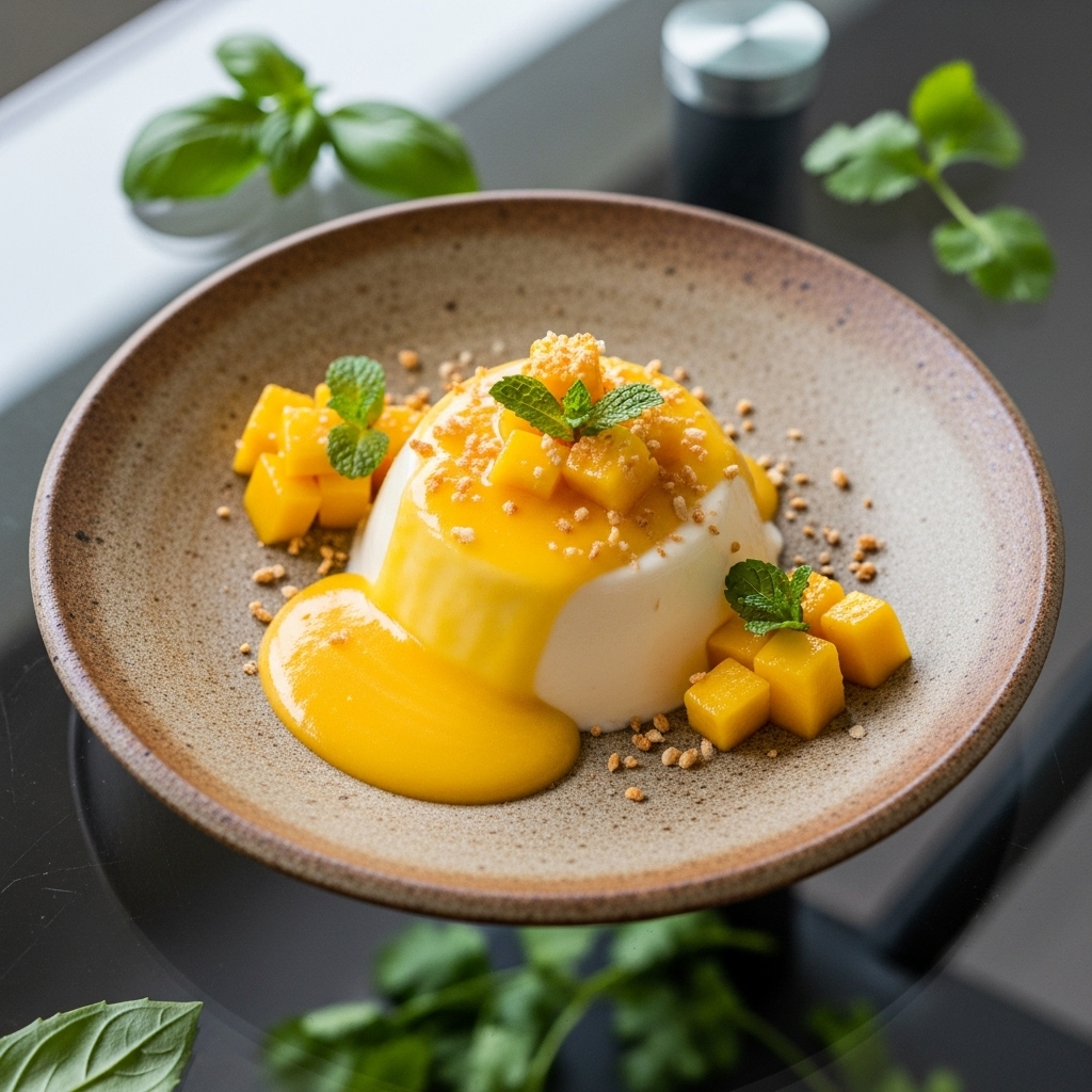 Vietnamese Coconut Panna Cotta with Mango Sauce (Paleo-Friendly)