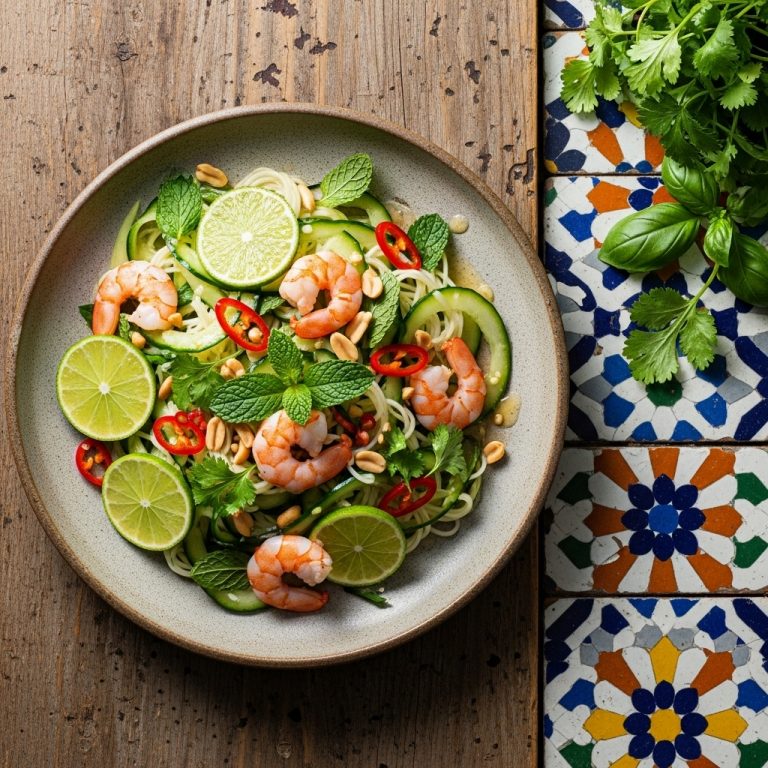Vietnamese Cucumber Noodle Salad with Lime Shrimp