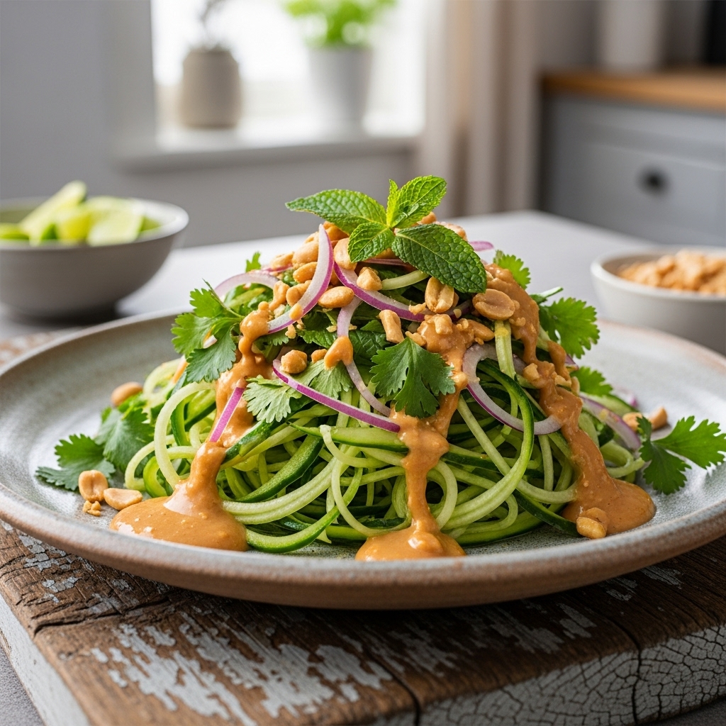 Vietnamese Cucumber Noodle Salad with Peanut Lime Dressing