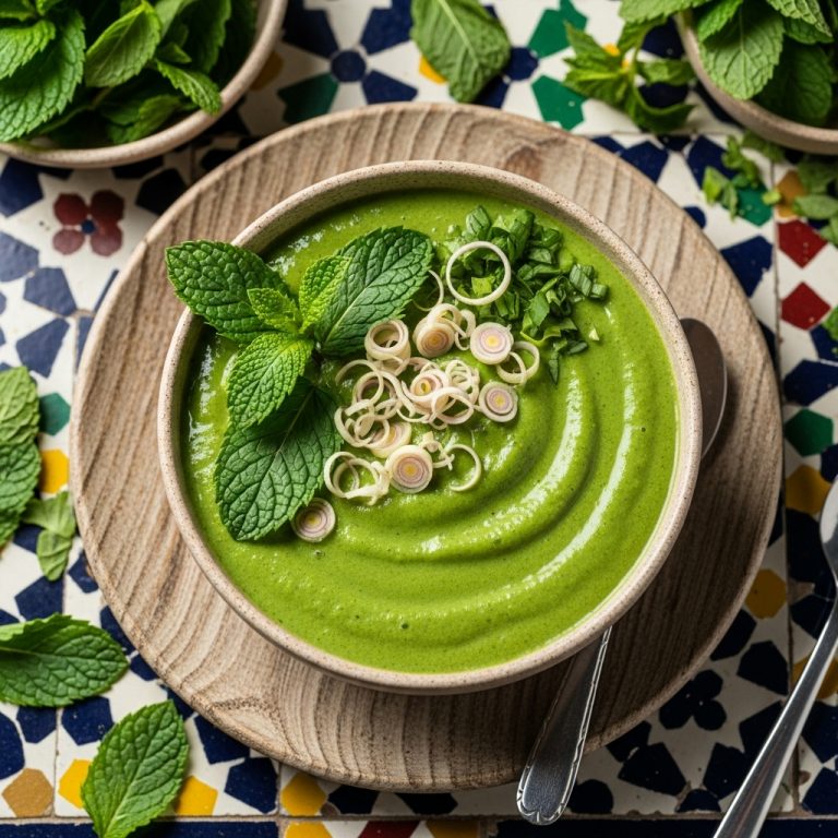 Vietnamese Green Smoothie Bowl with Fresh Mint and Lemongrass