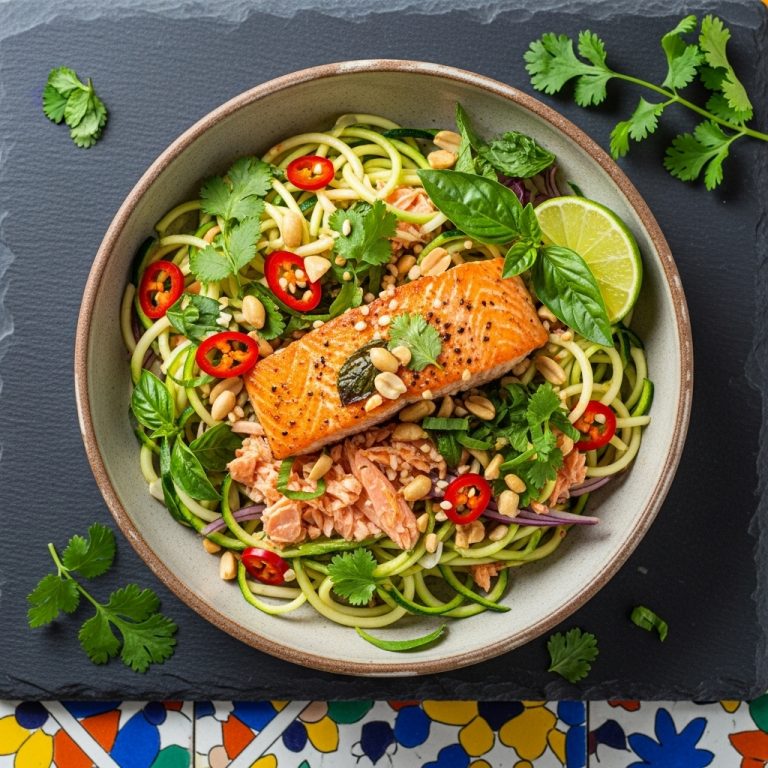 Vietnamese Paleo Salmon and Zucchini Noodle Bowl