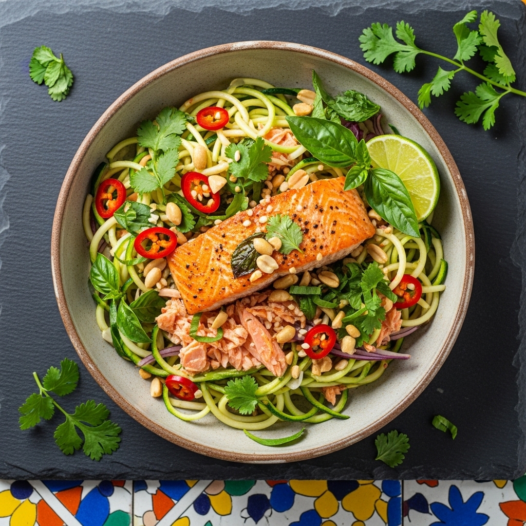 Vietnamese Paleo Salmon and Zucchini Noodle Bowl