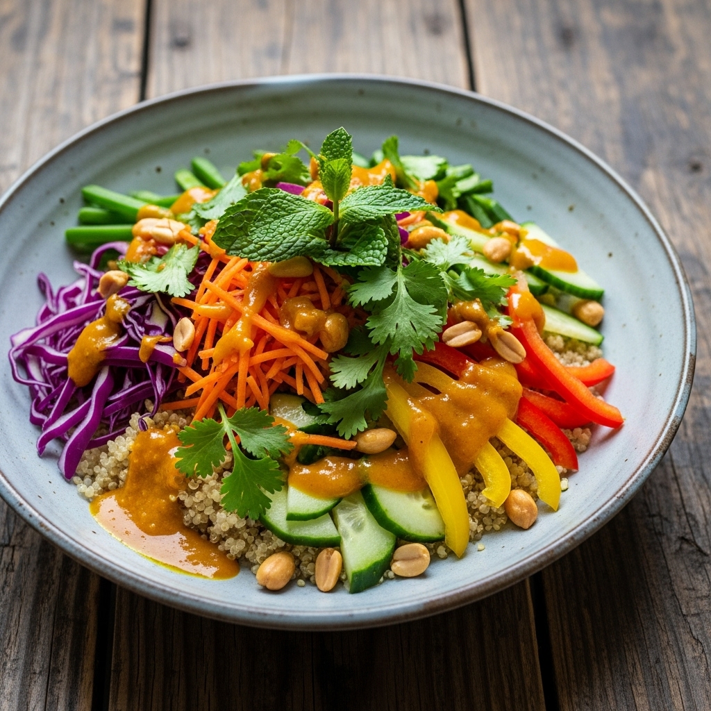 Vietnamese Quinoa Salad Bowl with Citrus Turmeric Dressing