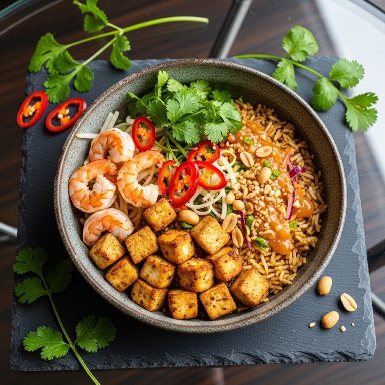 Vietnamese Vegan Brunch Delight: Tofu Shrimp and Crispy Rice Bowl