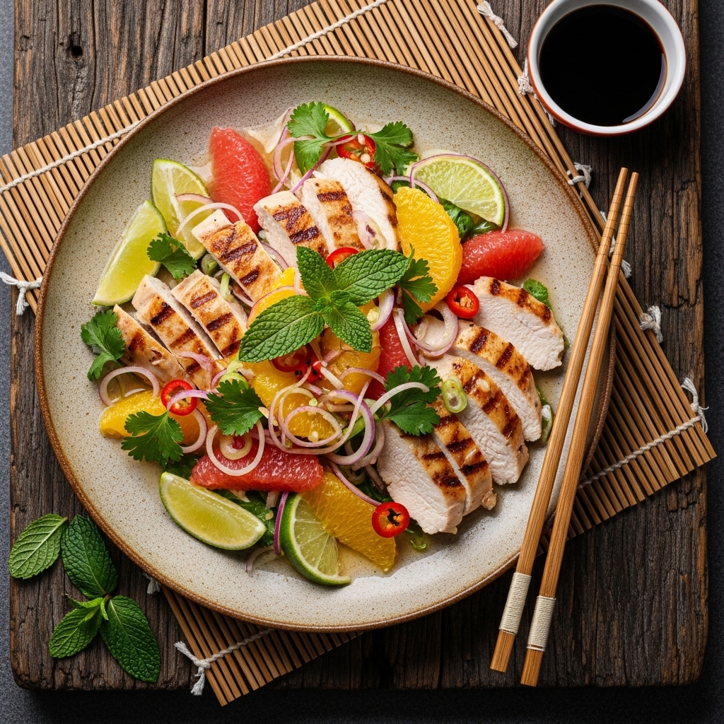 Vietnamese Zesty Citrus Salad with Grilled Chicken