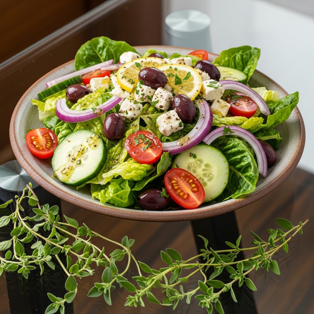 Vitality Mediterranean Salad with Lemon-Herb Dressing