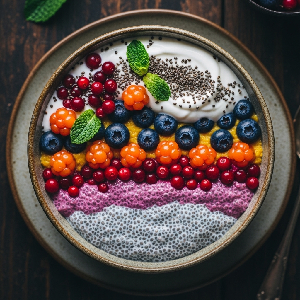 Whimsical Vegan Nordic Berry Chia Pudding