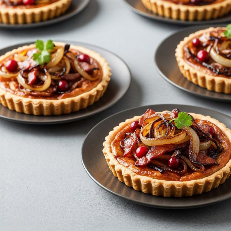 Caramelized Onion and Bacon Tarts with Cranberry-Orange Chutney