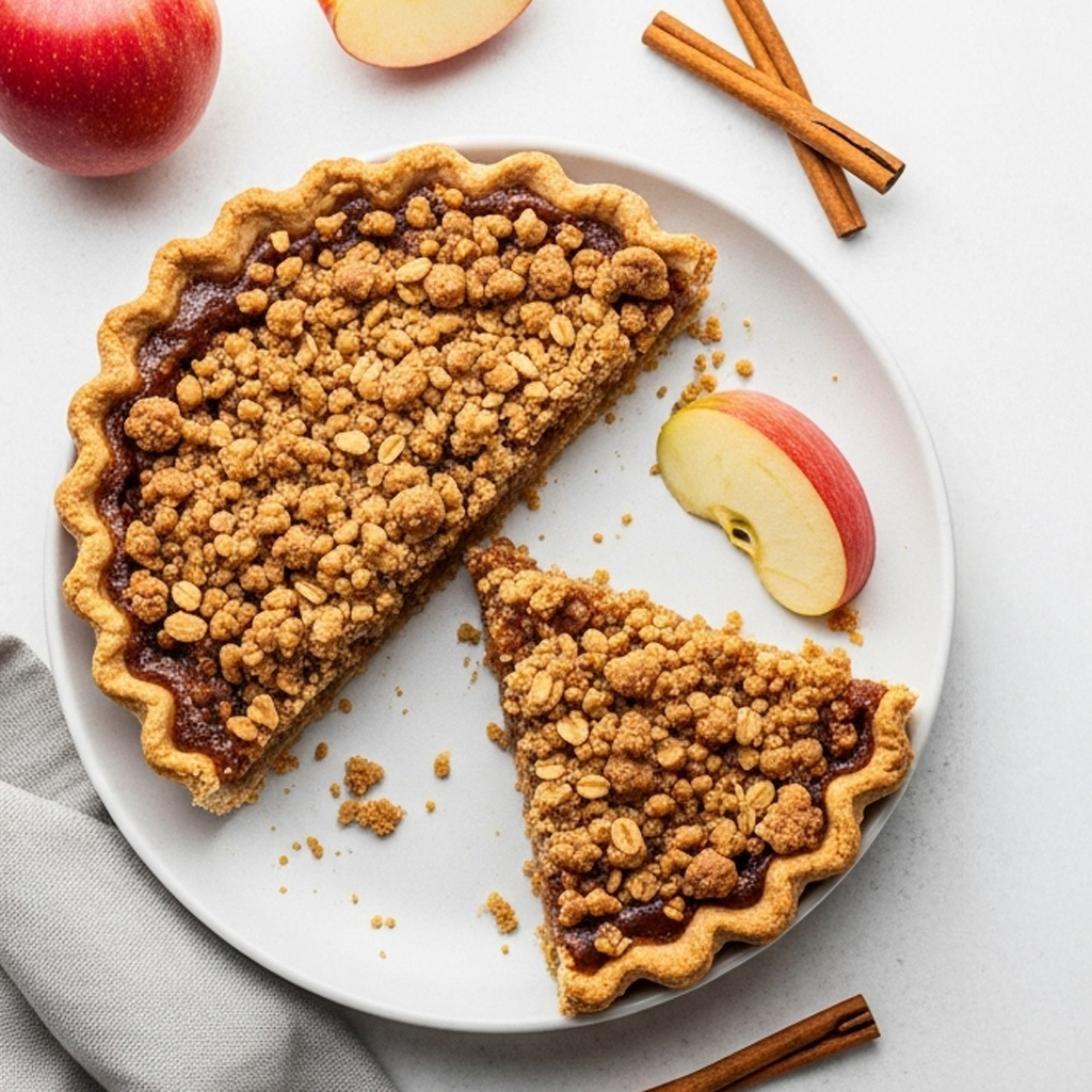 Cinnamon-Spiced Apple Crumble Pie with Caramelized Sugar Crust