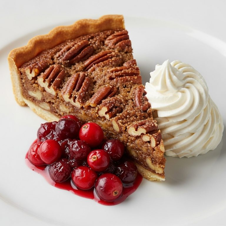 Cinnamon Sugar Pecan Tart with Cranberry Compote and Whipped Vanilla Mascarpone