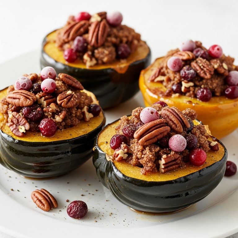 Cozy Christmas Stuffed Acorn Squash with Pecans and Cranberries