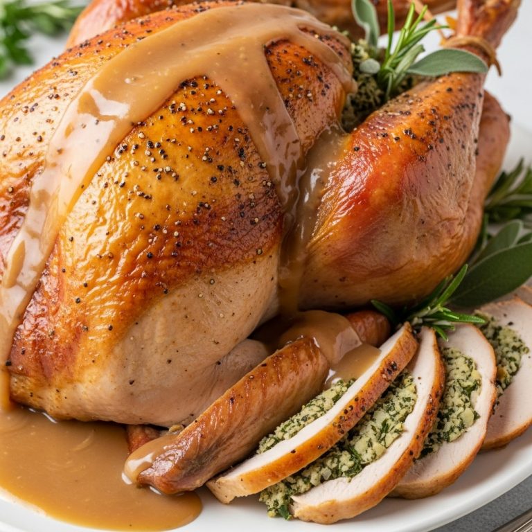 Cozy Herb-Stuffed Turkey with Gravy