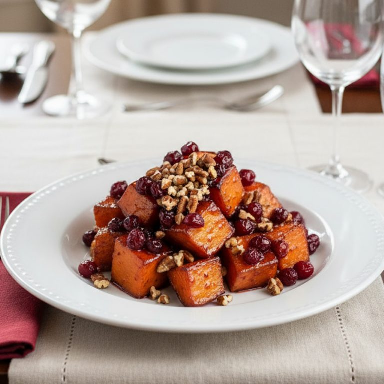 Enchanting Cranberry-Glazed Sweet Potatoes with Spiced Pecans