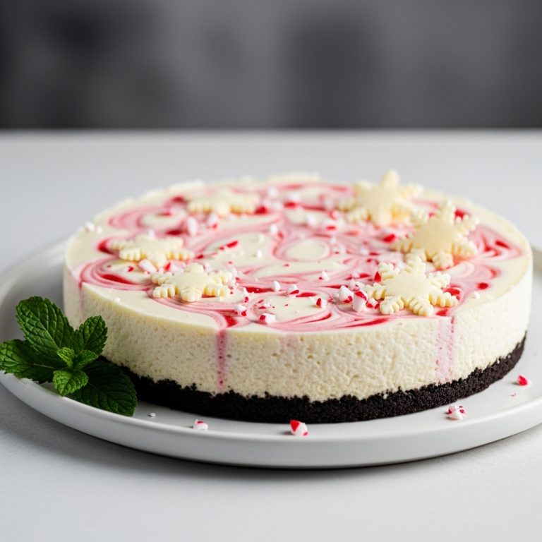 Enchanting Peppermint Snowflake Cheesecake
