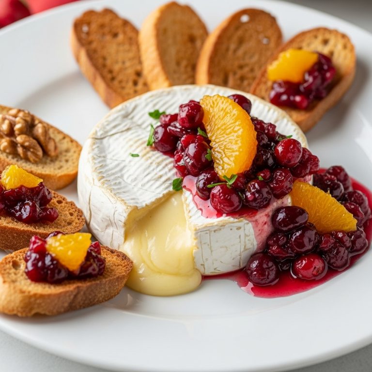 Holiday Baked Brie with Cranberry-Orange Compote and Walnut Crostini