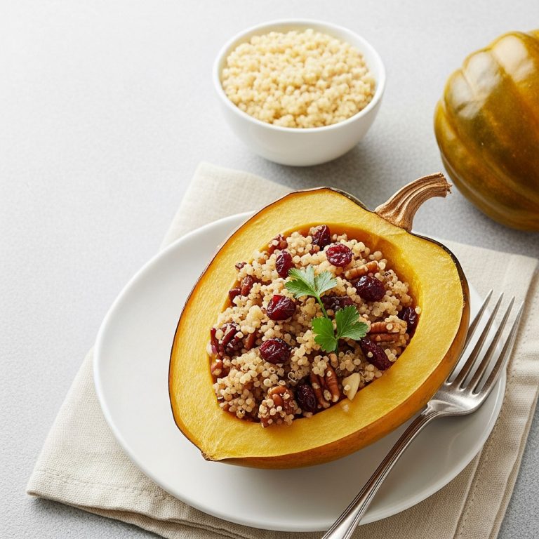 Holiday Stuffed Acorn Squash with Cranberries and Pecans
