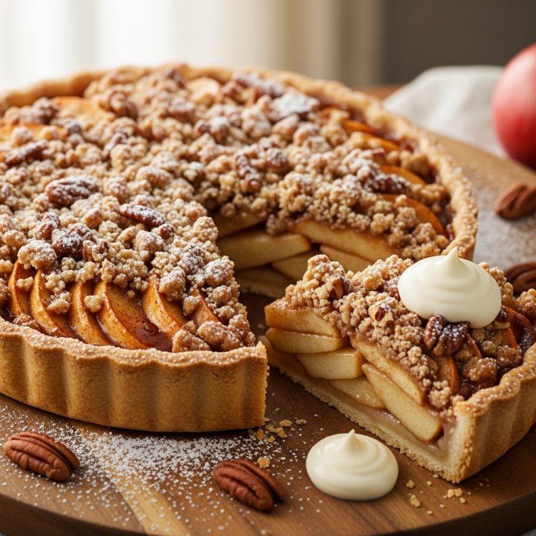 Timeless Cinnamon Apple Pie with a Crumbly Nutty Topping