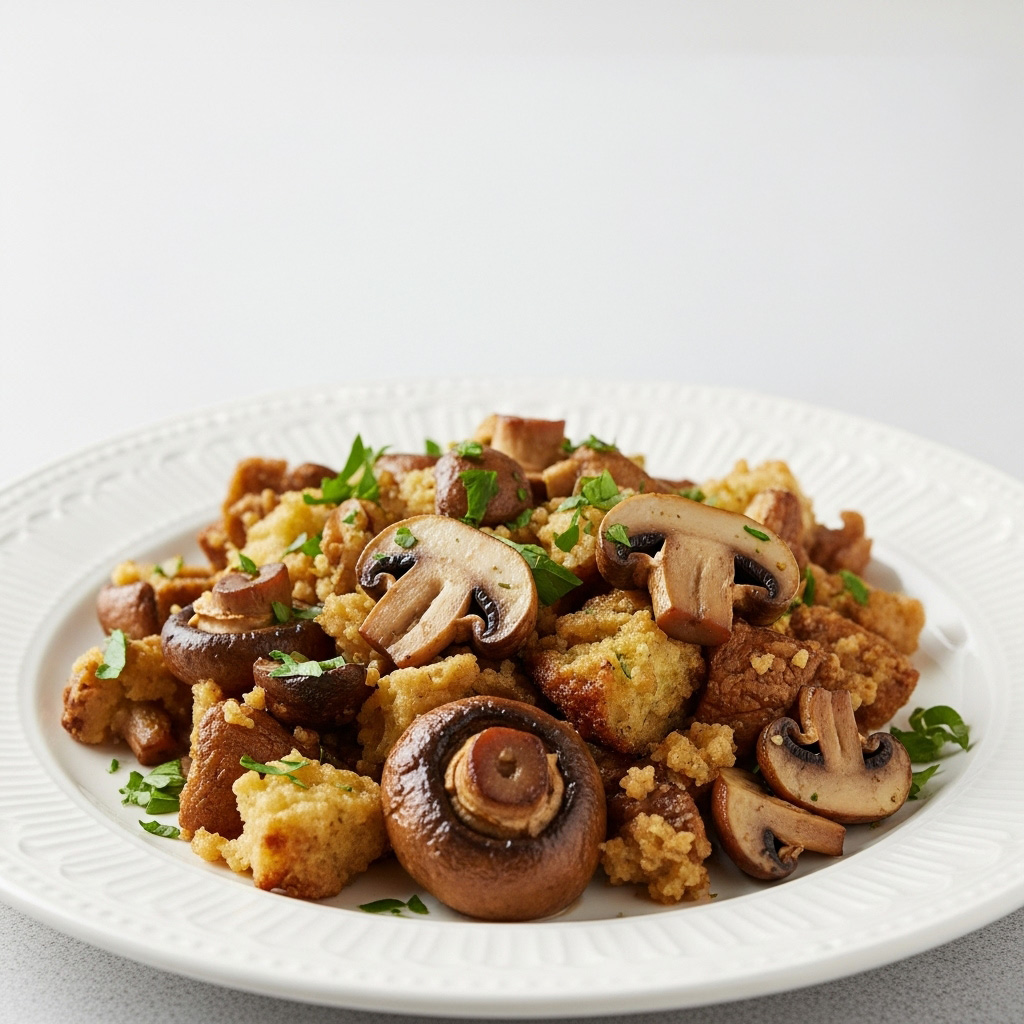 Warm Caramelized Onion and Mushroom Stuffing with Fresh Herbs