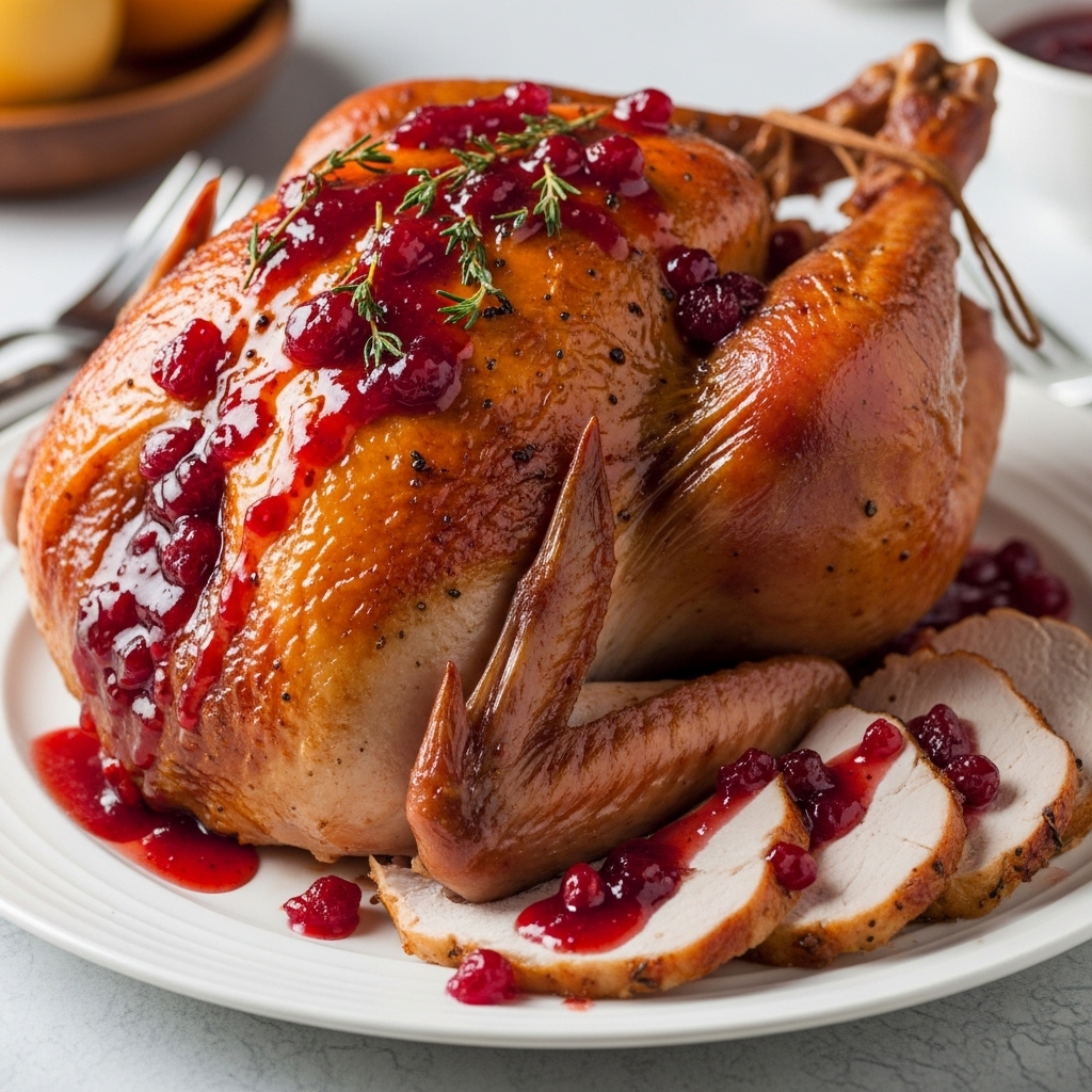 Wholesome Roasted Herbed Turkey with Cranberry-Orange Glaze