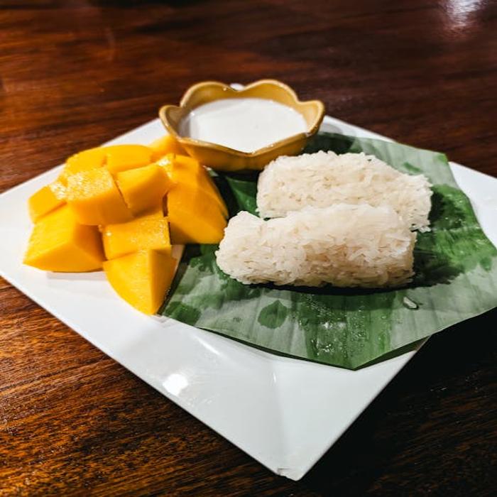 Paleo Vietnamese Coconut Sticky Rice with Mango and Salted Egg Caramel
